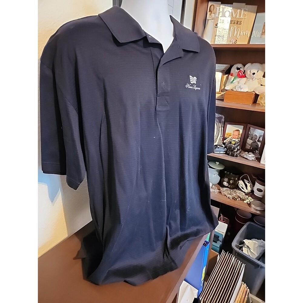 Greg Norman Golf Shirt Mens XL Black Shark Polo Performance Moisture Wicking